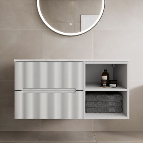 1000mm Bathroom Vanity Unit Countertop Wall Hung Drawer Units & Shelves White (1/5)