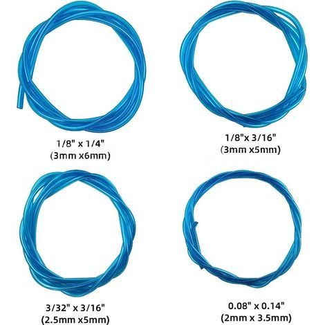 4-Piece Fuel Hose Set, 1.5m Length, Universal Hose for Trimmer, Chainsaw, Lawn Mower - Blue (1/2)