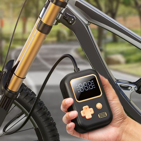 Gonfleur de pneus portable C01 avec compresseur d'air 150 PSI, pompe à pneus rechargeable avec manomètre et lumière LED, gonfleur de pneus électrique pour vélos, motos et voitures, gonfleur de pneus i (1/5)