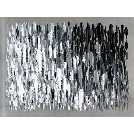 Quadro Astratto Kuatéh Pennellate Bianco e Nero 120 x 90 cm Olio su Tela Argentata (1/2)