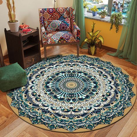 1 Tapis rond, antidérapant, lavable machine, polyester, salon chambre (1/5)