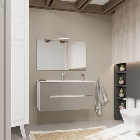 Unterschrank Mit Waschtisch Und Spiegel 100Cm Magnolia (1/5)