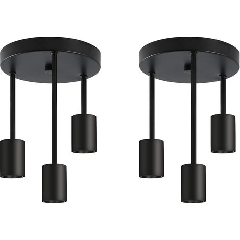 Plafonnier Vintage Noir 3 Spots E27 Luminaire Industriel Métal Réglable Éclairage Salon Cuisine Salle à Manger (1/5)