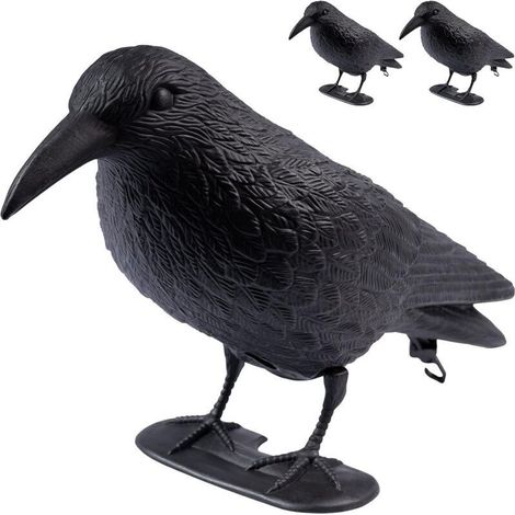 3 faux corbeaux en plastique 38 x 13 x 12,5 cm Noir Effaroucheur antipigeons