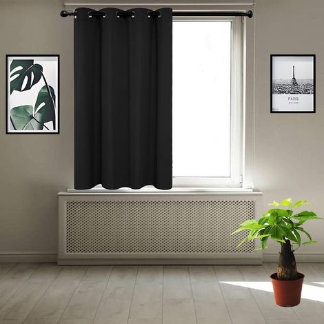 Rideau occultant noir 75x200cm œillets thermique isolant anti-froid chaleur installation facile - Salon chambre vitrage (1/3)
