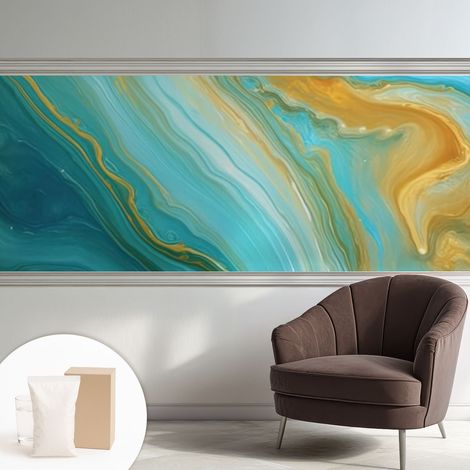 Papier peint intissé avec imprimé pour intérieur moderne application facile a motif - Colle incluse gratuite Vagues abstraites 250x104 cm (1/5)