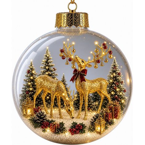 Boule à neige lumineuse en acrylique transparent, décor de Noël, château de glace 3D à suspendre au sapin, décoration de fêtes (1/5)