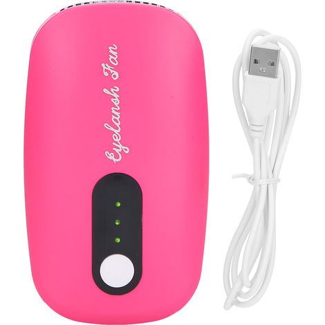 Sèche-cils mini ventilateur USB rechargeable, rouge rose, pour séchage colle extension cils greffés (1/5)