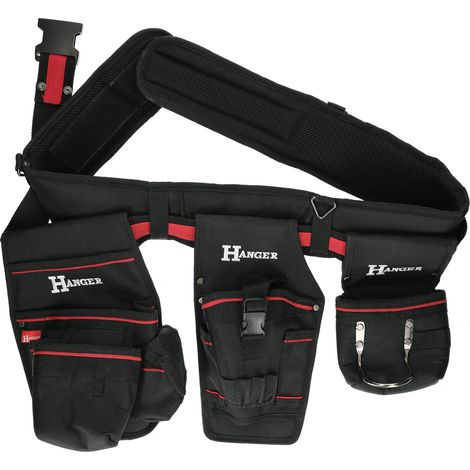 Ceinture porte-outils HANGER R52 - 16 poches, polyestère noir/rouge (1/3)