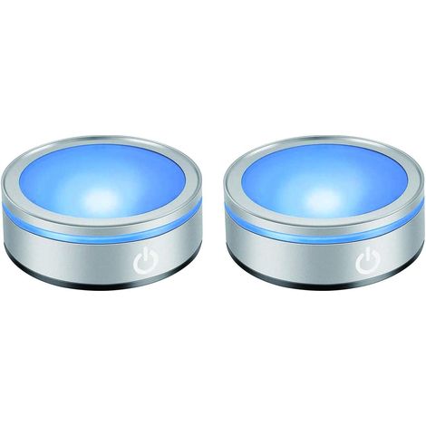 Support LED Rond - Pour Boule Cristal et Sculpture Verre - Interrupteur Tactile - 6 Modes Couleur - Diamètre 8 cm - Lot de 2