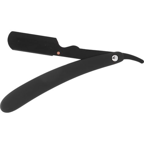 Rasoir pliant pour homme, lame droite plaquée, finition noire, idéal pour les salons de coiffure (sans lame). (1/5)