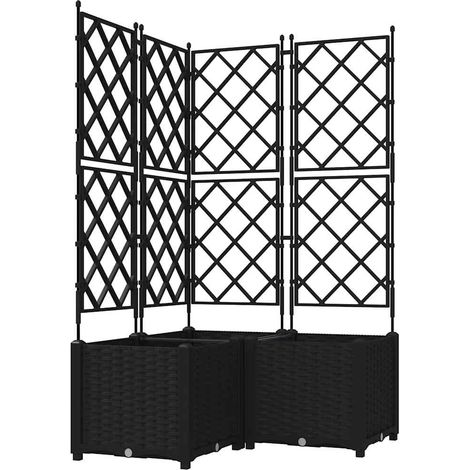 Set di 3 fioriere da giardino moderne da esterno 80 x 80 x 143 cm in acciaio nero 020058539