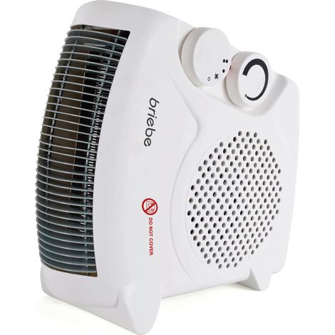 Briebe HT1181 Calefactor Bajo Consumo Ventilador Eléctrico Aire Caliente/Frío, 2 Niveles Potencia, Termostato 2000W Blanco (1/5)
