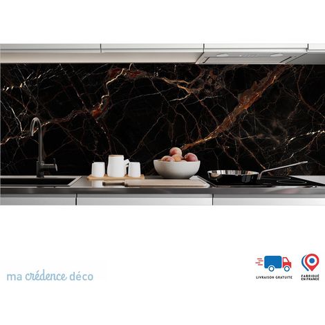Crédence : Marbre noir de Toscane - Couleur Beige orange - Alu composite - 60 - 120 (1/3)