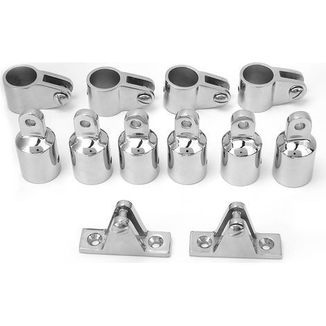12 Pièces Accessoires pour Toit Bimini avec 3 Arceaux, Charnières, Montures, Mâchoires, Coulisseaux et Œillets (1/5)