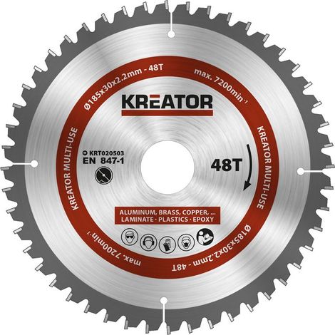 1 lama per sega circolare 185 mm 2,2 mm 48 denti - alesaggio 30 mm KREATOR (1/2)