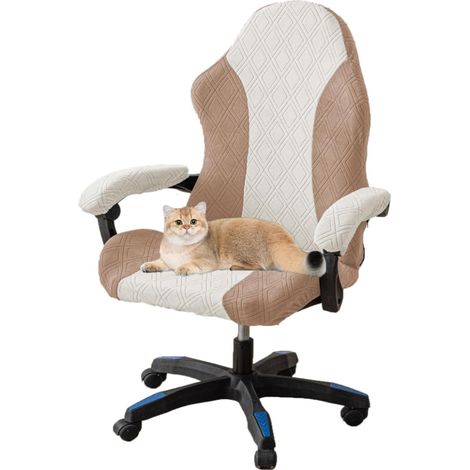 Dehnbarer und maschinenwaschbarer Gaming-Stuhlbezug mit Armlehnen, für Büro-/PC-Stühle und Rennstühle, Khaki