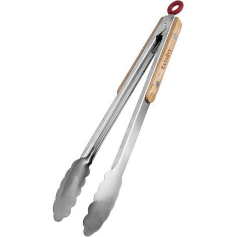 Pinze da barbecue resistenti (33 cm) – Pinze da cucina, facili da pulire e impugnare, manici in legno resistenti al calore, pinze per alimenti in acciaio inossidabile, accessori da cucina (1/5)