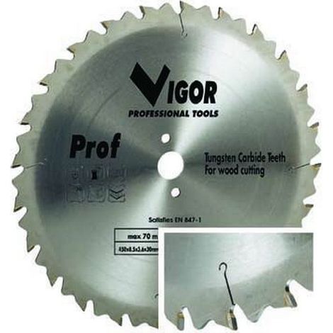 Vigor Lama Circolare per Legno 450 mm 36 Denti Widia F30 HM Accessorio Sega Circolare Professionale