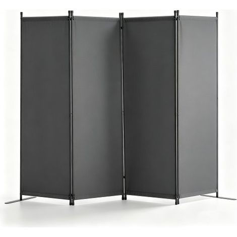 Cloison de séparation en tissu, séparateur de pièce pliable à 4 panneaux 228x45x172,5 cm, gris (1/3)