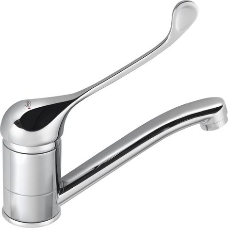 HOFFER Mitigeur de Lavabo sans Pop Up, Bec Pivotant, Levier Médical, chromé (1/2)