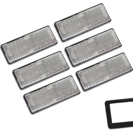 6 x Réflecteurs Signalisation Remorque Auto-adhésifs Rectangulaire Catadioptre Blanc Sécurité Arrière Réfléchissante pour Clôture Poteaux Remorque Caravane Blanc (1/5)