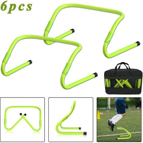 Ensemble de 6 obstacles pour l'entraînement de vitesse et d'agilité. Obstacles de coordination réglables en hauteur (30 cm). Idéal pour l'entraînement à la coordination, l'agilité et la vitesse. Aide (1/5)