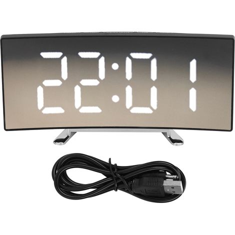 Réveil électronique moderne pour la maison, miroir muet LED avec grand écran, affichage des chiffres blancs