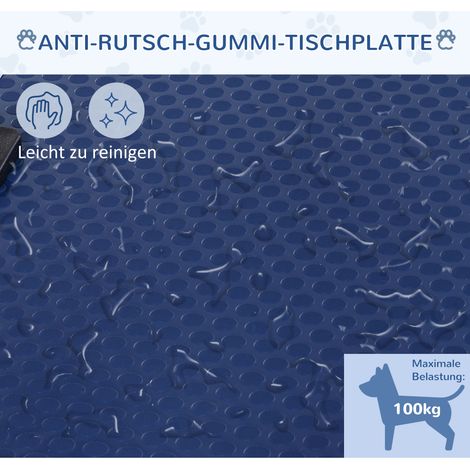 Table de toilettage pour chien réglable en hauteur, pliable, avec panier inférieur, jusqu'à 100 kg, bleu (1/5)