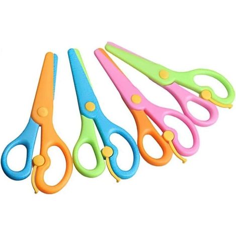 Ciseaux Apprentissage - Ciseaux Sécurité Enfants ABS - Pour Activités Manuelles Préscolaires - Lot de 4 (1/5)