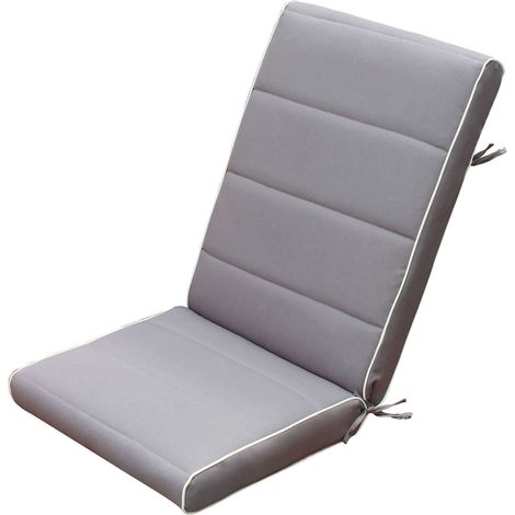 Cuscino in poliestere sfoderabile impermeabile con schienale medio 90x40 cm per sedia - Grey