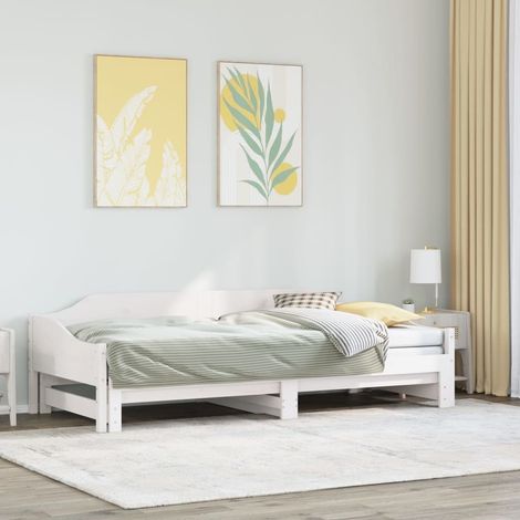 vidaXL Divano Letto con Letto Estraibile Bianco 90x200cm Massello Pino