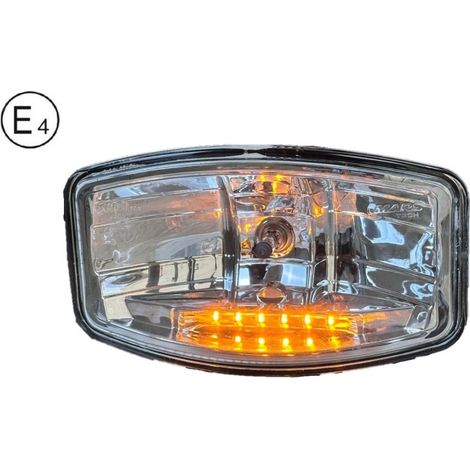 1 Stück Halogenscheinwerfer 12V-24V mit H7-Lampe + 6 gelbe LED-Positionsleuchten für Lkw, Traktor, Bagger, landwirtschaftliche M