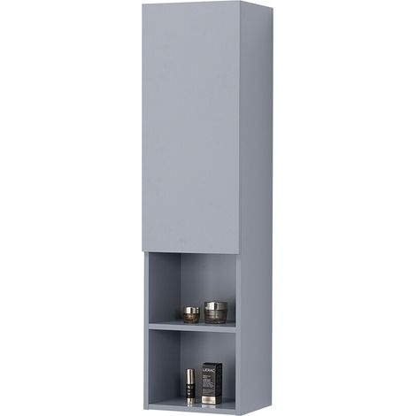 Colonna bagno sospesa azzurra 30x115 cm con quattro mensole e anta soft-close Nuvola (1/5)
