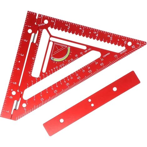 Équerre de charpente en alliage d'aluminium règle triangulaire outil de traçage et mesure à bois avec bloc de gabarit et vis (1/5)