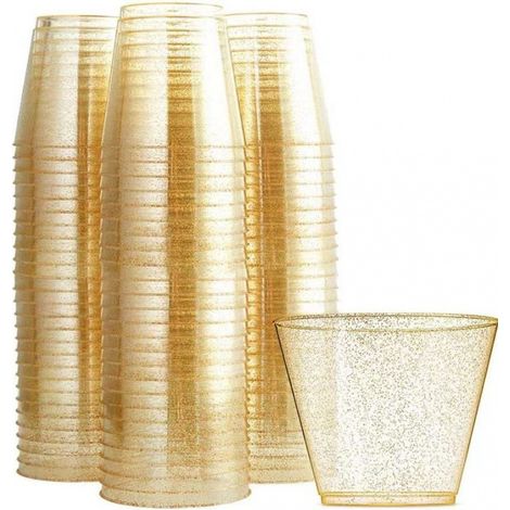 25 gobelets en plastique à paillettes 9 oz/270 ml gobelets en plastique réutilisables gobelets à paillettes élégants tasses de mariée tasses de fête recyclables (1/5)