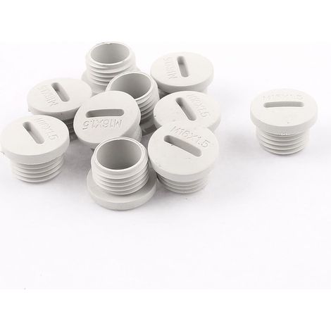 sourcing map 10pcs Bouchon d'étanchéité à tête ronde en nylon gris, filetage M16 x 8mm de