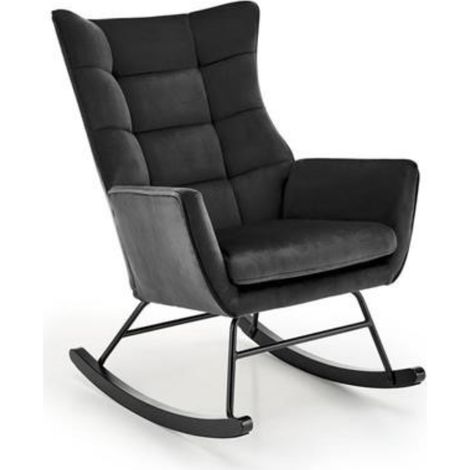 Rocking-chair design en velours noir avec accoudoirs Market (1/5)