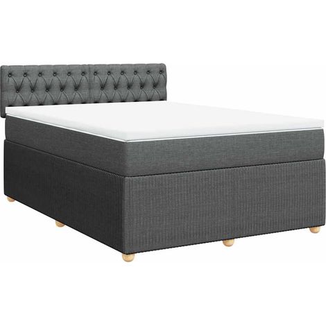 Boxspringbett mit Matratze Dunkelgrau 140x200 cm Stoff vidaXL (1/5)