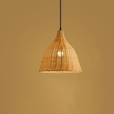 Suspension créative de 25 cm en bambou tressé de style japonais – idéale pour les salons de thé zen, les maisons d'hôtes et les salles à manger. (1/4)