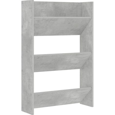 Zapatero de pared moderno diseño elegante 60 x 18 x 90 cm ahorrador de espacio de aglomerado gris hormigón 020047898 (1/5)