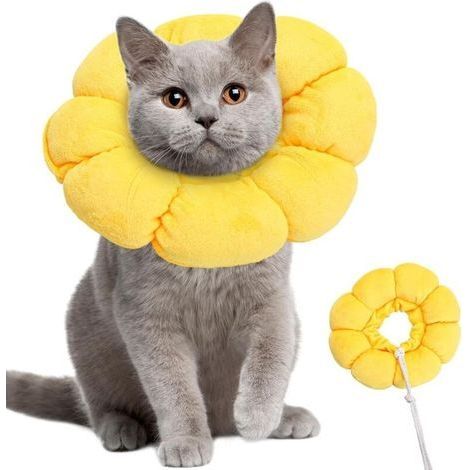 Collier de protection réglable pour chat, motif tournesol, col en coton doux pour animaux de compagnie, 14-22 cm, collier de récupération pour chats et petits chiens après chirurgie (1/5)