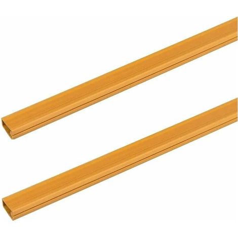 – Lot de 2 goulottes cache fils autocollantes 1m – PVC imitation bois clair 12x7mm – Ruban adhésif double face – Pour intérieur discret (1/3)