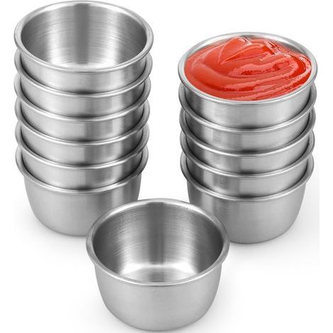 Lot de 12 bols à sauce en acier inoxydable 304, mini récipients à assaisonnements polyvalents pour les réunions de famille et les restaurants (45 ml) (1/5)