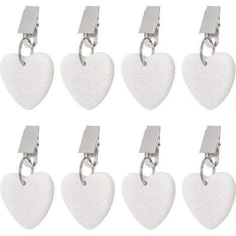Lot de 8 pinces à nappe avec poids en marbre blanc, clips en acier inoxydable anti-vent pour table intérieur/extérieur (1/5)