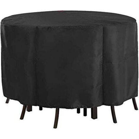Table De Jardin Ronde, Housse De Chaise De Table De Patio Ronde, Housse De Meubles De Patio D'extérieur Oxford Robuste Résistante Au Vent, À L'eau Et Aux UV - Comme Montré, 142x68cm (1/4)