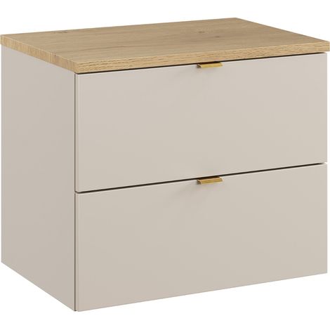Meuble sous-vasque 60cm plan de toilette Azel Cachemire et Bois