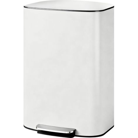 Poubelle cuisine 50L, poubelle à pédale, seau intérieur amovible, couvercle à fermeture douce, 45,1x36,5x62,6cm, crème (1/5)