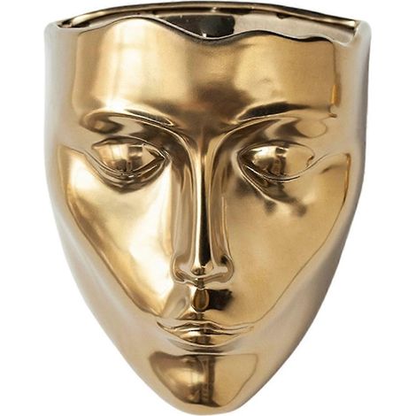 Élégant pot suspendu en céramique à motif de visage, idéal pour les plantes, la décoration de la maison, du bureau ou du jardin, cadeau doré (1/4)