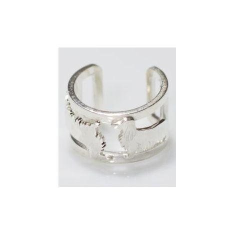 Verstellbarer durchbrochener Ring Langhaardackel in Sterlingsilber